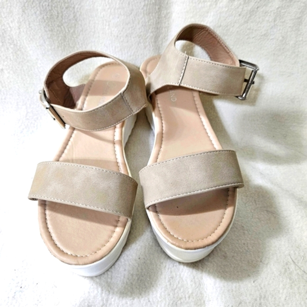 Strapped tan and white Sandals Size 9